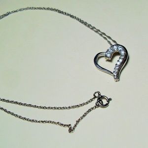 Sterling Silver White Topaz heart necklace